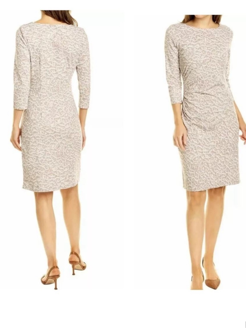 J. Mclaughlin Animal Print Sage Dress Catalina Cloth Ruched Giraffe xl - Picture 1 of 3
